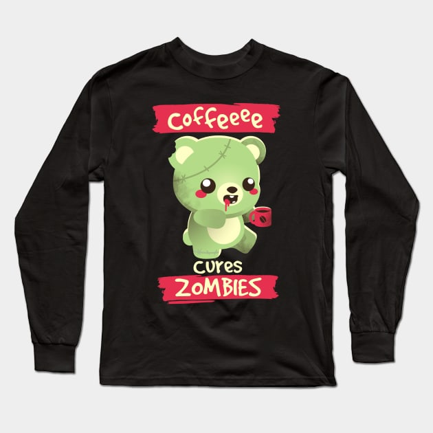 Coffee zombie bear Long Sleeve T-Shirt by NemiMakeit